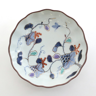 なます皿 向付 2セット 染付 色絵付 花文様 同柄 窯傷 歪み なます皿 向付 2セット 染付 色絵付 花文様 同柄 窯